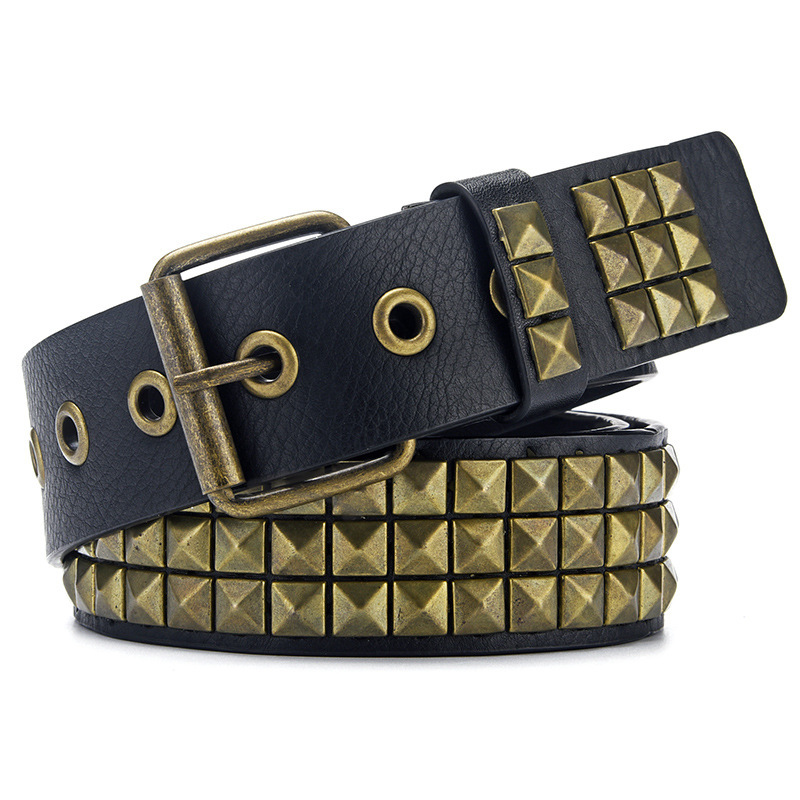 Unisex Vintage Punk Rivet Design Pu Belt