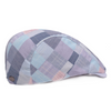 Women Block Color Plaid Pattern Peaked Cap