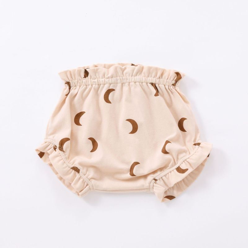 Baby Fashion Cartoon Moon Print Stripe Lace Shorts