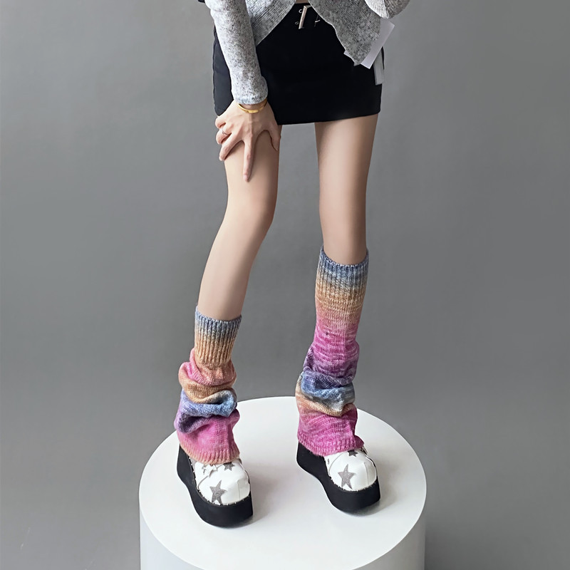 Women Casual Multicolor Gradient Knit Leg Warmers