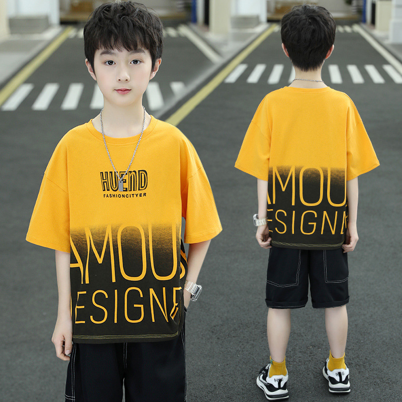 Kids Toddler Boy Fashion Gradient English Letter Short Sleeve Top