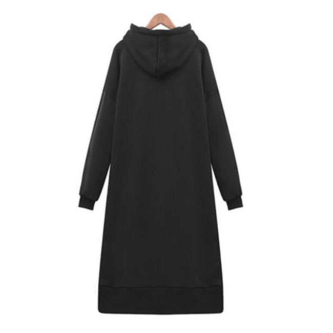 Women Long Sleeve Hooded Sweatshirt-Style Casual Dress