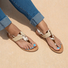 Plus Size Women Fashion Buckle Strap Flat Round Toe Leopard Casual Flip Flops Sandals