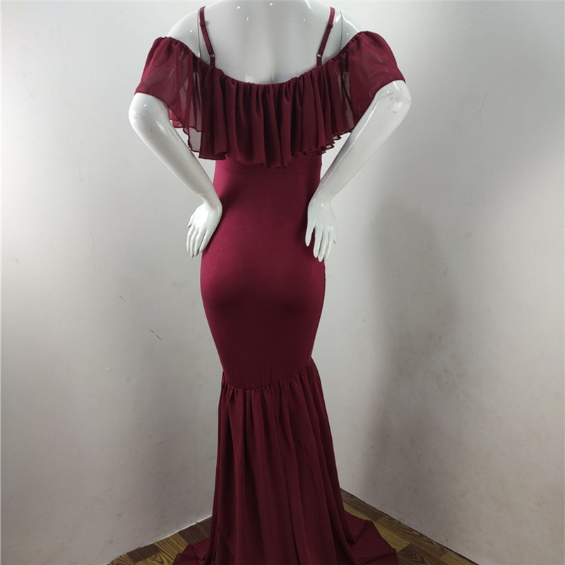 Women Fashion Solid Color Strap Ruffled Maternity Dresses