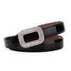 Women Fashion Square Rhinestone Buckle Wild Leather Belt