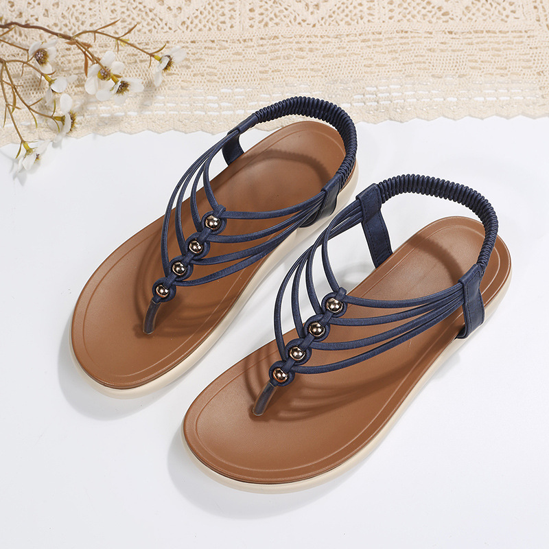 Plus Size Women Fashion Metal Braided Flip Sandals