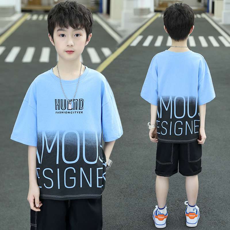 Kids Toddler Boy Fashion Gradient English Letter Short Sleeve Top