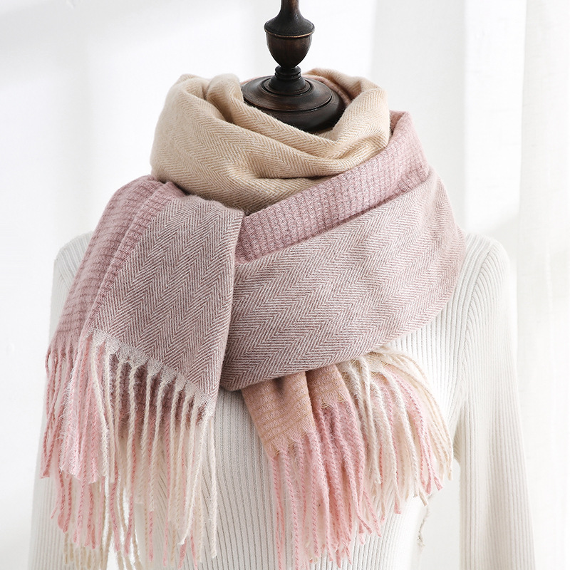Women Autumn And Winter Warm Tassel Sweet Outer Shawl Scarf