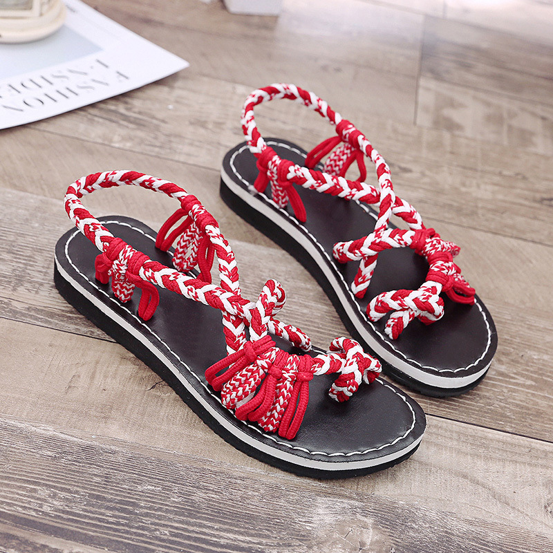 Plus Size Women Fashion Boho Flat Slip On Sandals