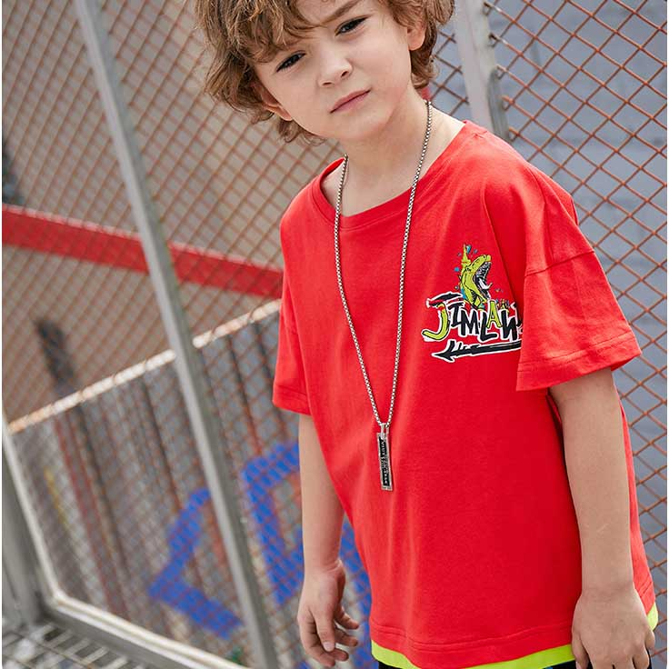 Boy Fashion Dinosaur Print Short Sleeve T-Shirt