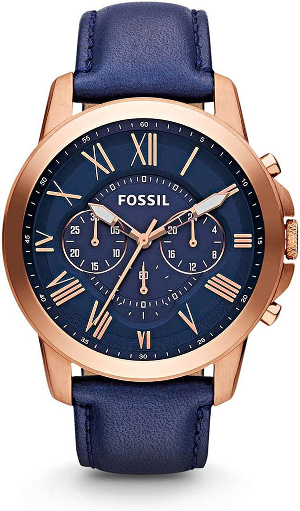 Fossil Grant Chronograph Blue Leather Strap FS4835 Men's Watch