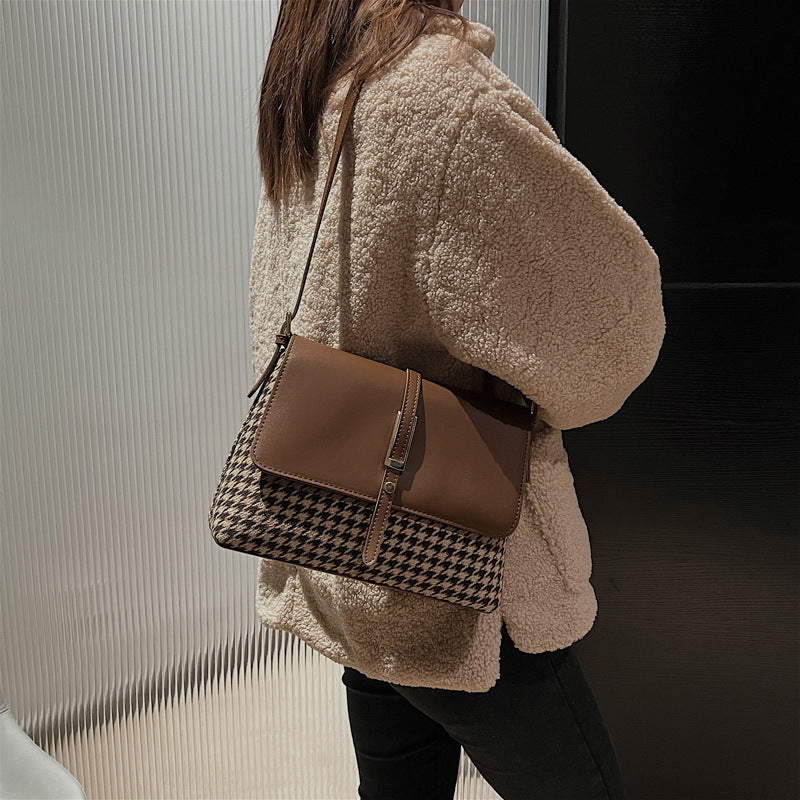 Winter Leopard Print Color Matching Simple Small Square Bag