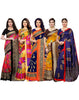 Women's Poly Silk Printed Saree Pack Of 5 - Indian Traditional Saree Wedding Dress Handmade Famous Actress Style Party Wear Free Size  Ethenic Wear Clothes For Women