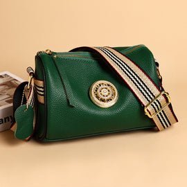 Simple Fashion Wide Strap Single Shoulder Crossbody Bag Head Layer Cowhide