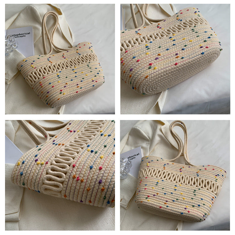 Large Capacity Beach Cotton Woven Shoulder Bag