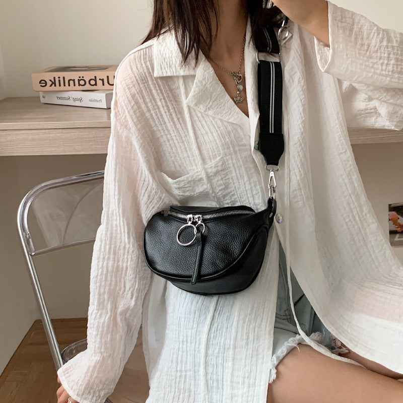 Atmospheric Litchi Pattern Solid Color Shoulder Bag Messenger Bag