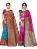 Combo Pack Of 2 - Women's Printed Poly Silk Saree With Blouse Indian Traditional Saree Wedding Dress Handmade Famous Actress Style Party Wear Free Size  Ethenic Wear Clothes For Women