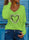 Heart Pattern Printing V-neck Long-sleeved All-match Female T-shirt Bottoming Shirt
