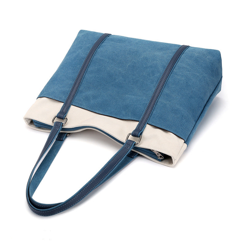 Women's Bag Shoulder Bag Color Matching Large Bag Portable Cloth