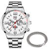 Steel Band Men's Calendar Luminous Quartz Watch