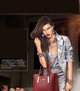 Woven Pattern Picture And Mother Three Piece Cross-body One-shoulder Handbag