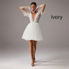 V-Neck Wedding Dress A-Line Short Sleeves Tulle