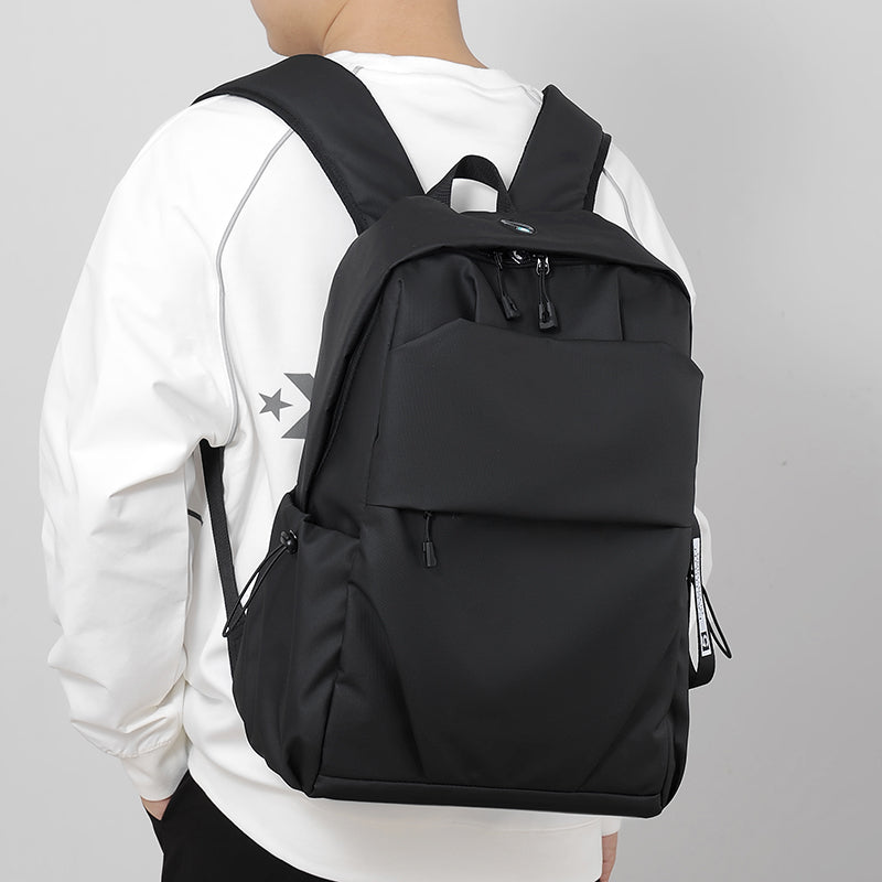 Pure Color Backpack Business Commuter Computer Bag Middle School Student School Bag