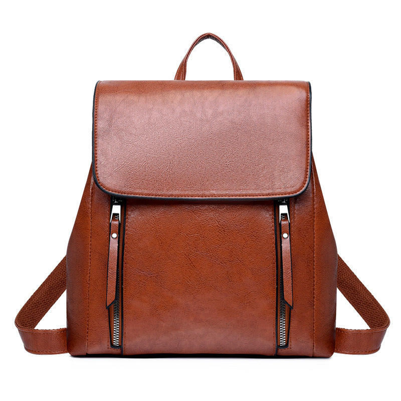 New Women's Bag Fashion Oil Wax Backpack