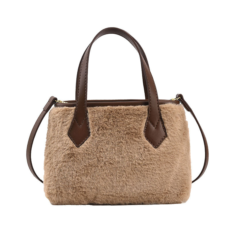 Plush Portable Small Square Bag Trendy And Simple