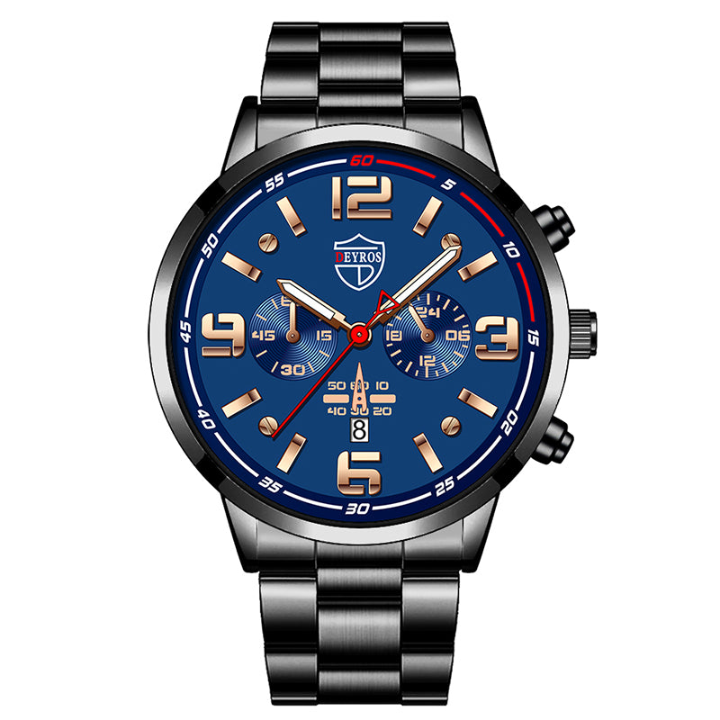 Steel Band Men's Calendar Luminous Quartz Watch