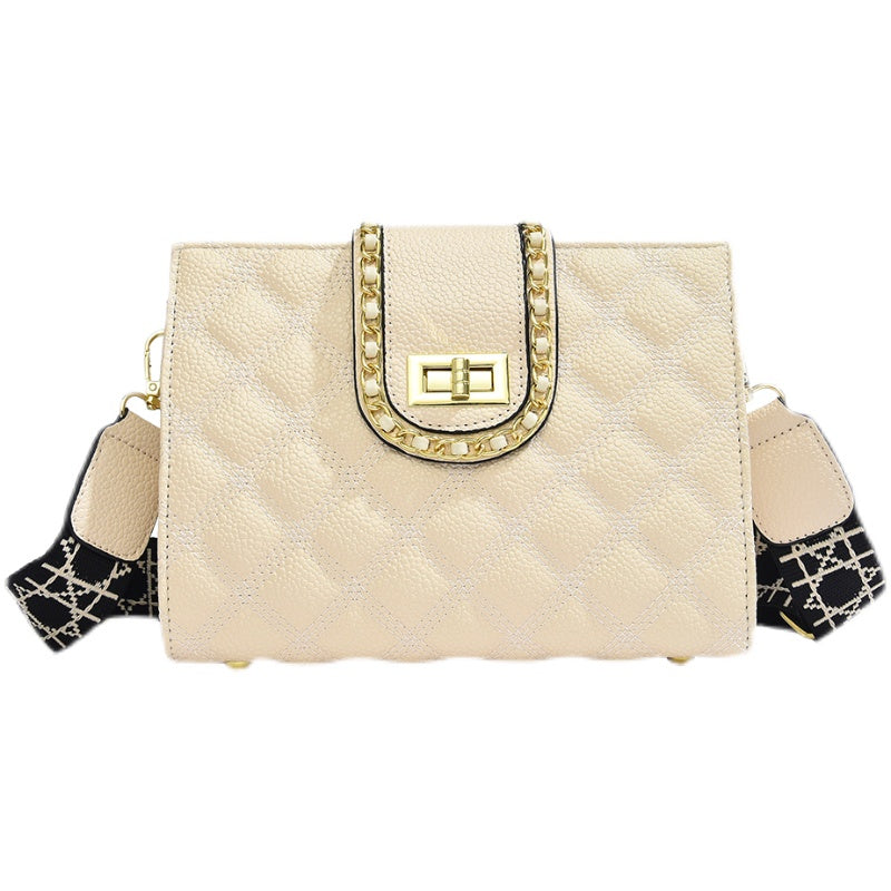 Solid Color Diamond Chain Shoulder Bag