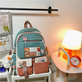 Women's Shoulder Contrast Color Cute Large Capacity Schoolbag