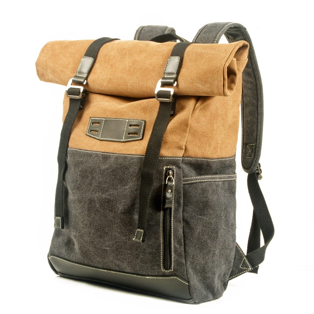 British Retro Outdoor Outfit Hit Color Backpack Large Capacity Canvas Travel Mountaineering