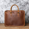 Vintage Casual Crazy Horse Leather Handmade Men's Leather Handbag