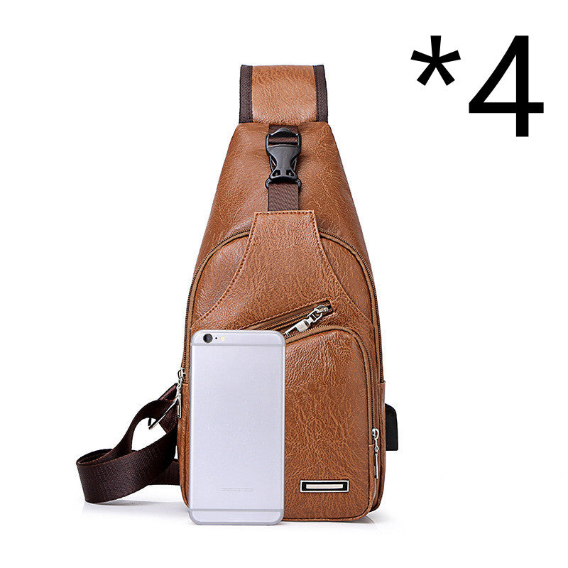 Casual Fashion Men's USB Charging Chest Bag