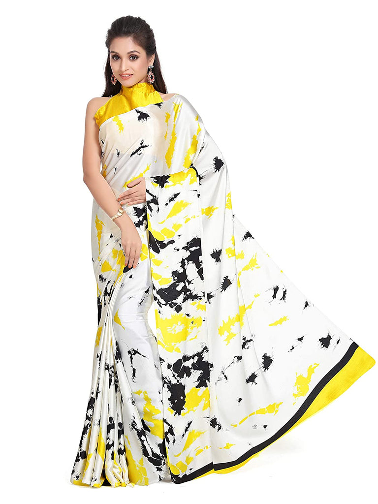 Women's Satin Saree With Blouse  Indian Traditional Saree Wedding Dress Handmade Famous Actress Style Party Wear Free Size  Ethenic Wear Clothes For Women