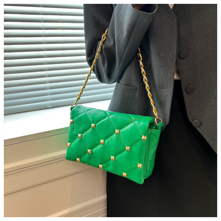 Rivet Chain Bag Textured Portable Shoulder Small