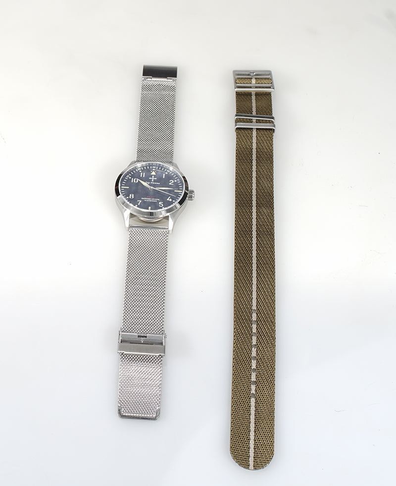 Fashion Stainless Steel Band Nylon Sports Watch