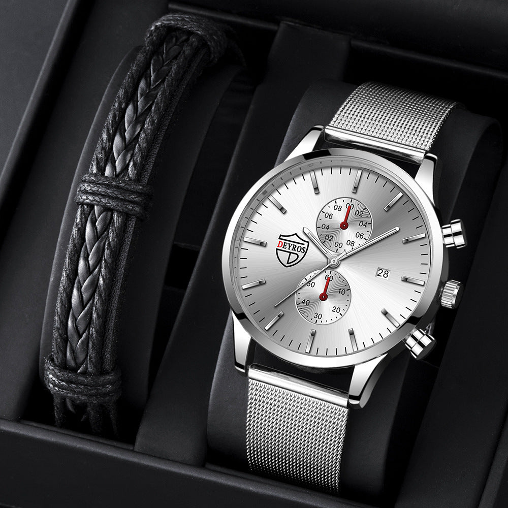 Fashion Mesh Strap Men's Calendar Watch Luminous Quartz