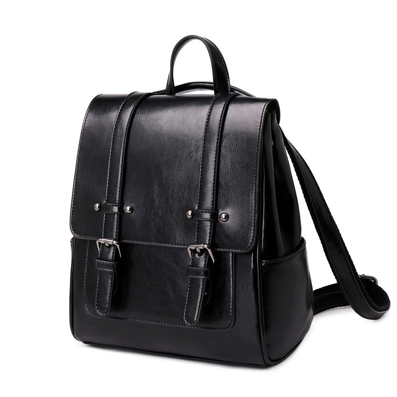 Oil Wax Leather Shoulders Versatile Single Backpack