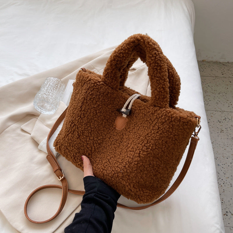 Lamb Velvet Horn Buckle SmallTrend Small Square Bag