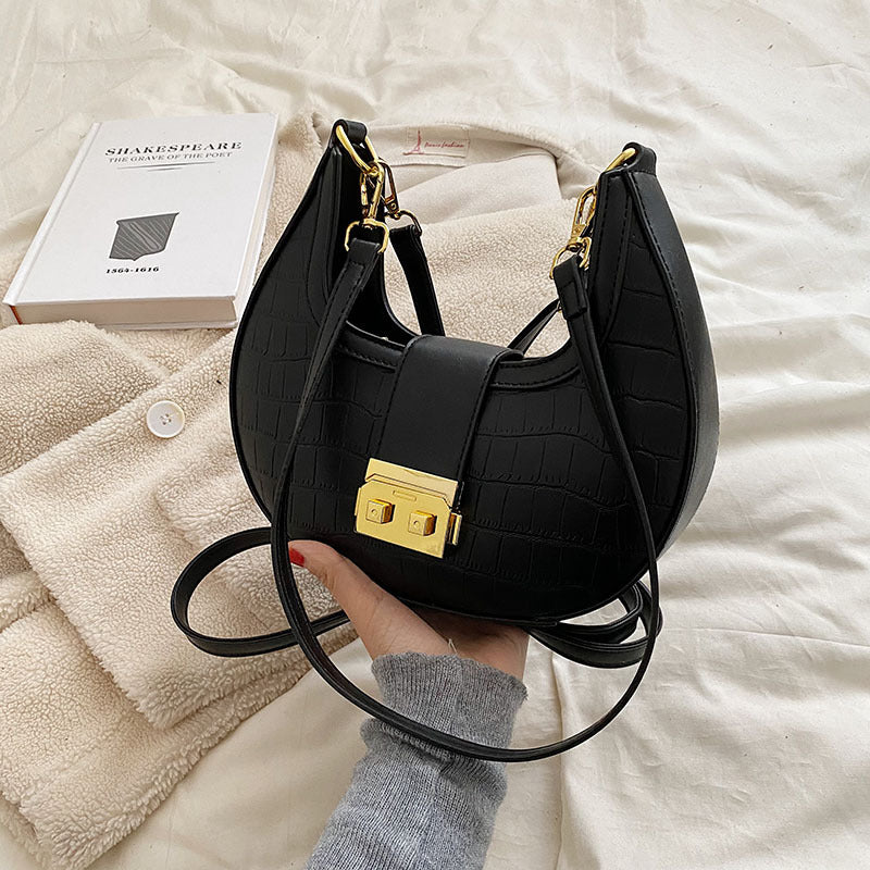 Crescent Gold Edge Lock Single Shoulder Bag