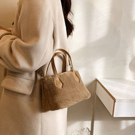 Plush Portable Small Square Bag Trendy And Simple