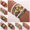 Women Casual Snake Print Braided Leather Strap Bracelet Watch