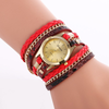 Women Casual Snake Print Braided Leather Strap Bracelet Watch