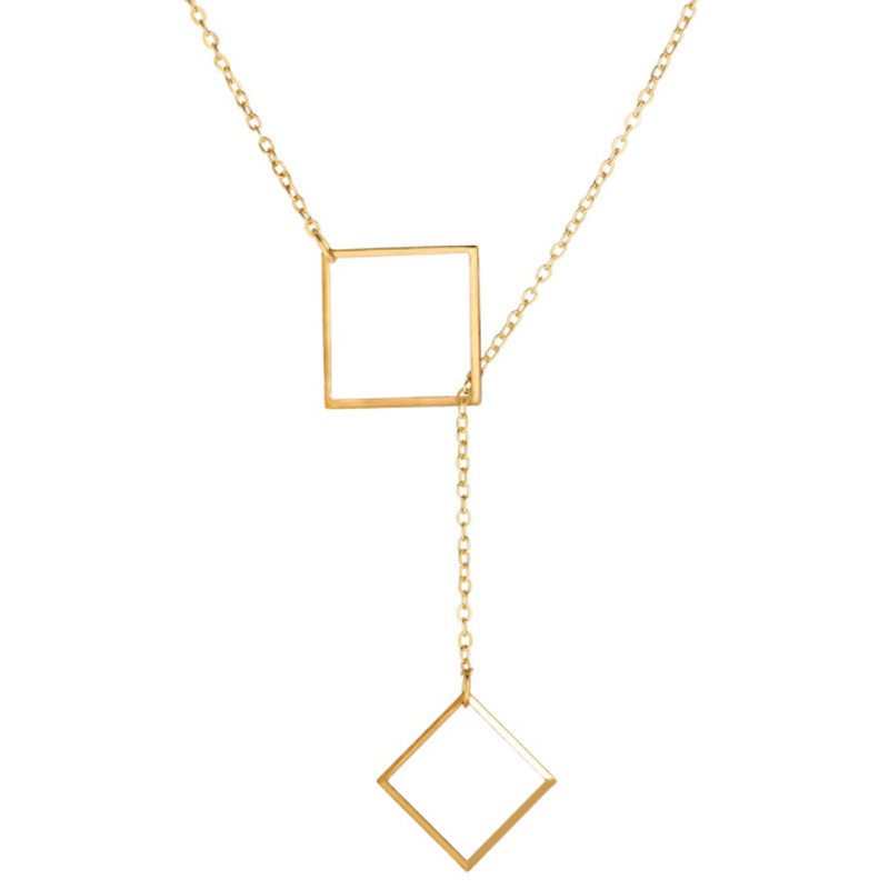 Women Fashion Simple Alloy Geometric Square Necklace