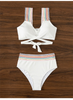 Women Multicolor Panelled Backless Tie Two-Piece Swimsuit