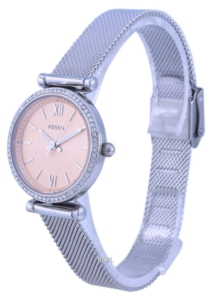 Fossil Carlie Mini Crystals Accents Pink Dial Quartz ES5088 Women's Watch